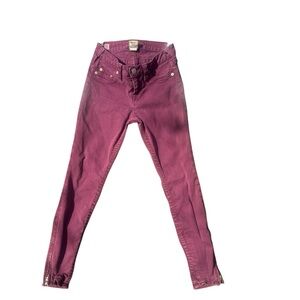 EUC Purple True Religion Tara Skinny Jean with Zippers at ankles waist 29.5